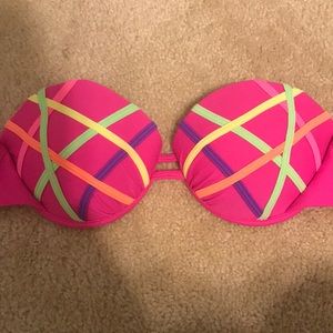 Neon, strapless bathing suit top